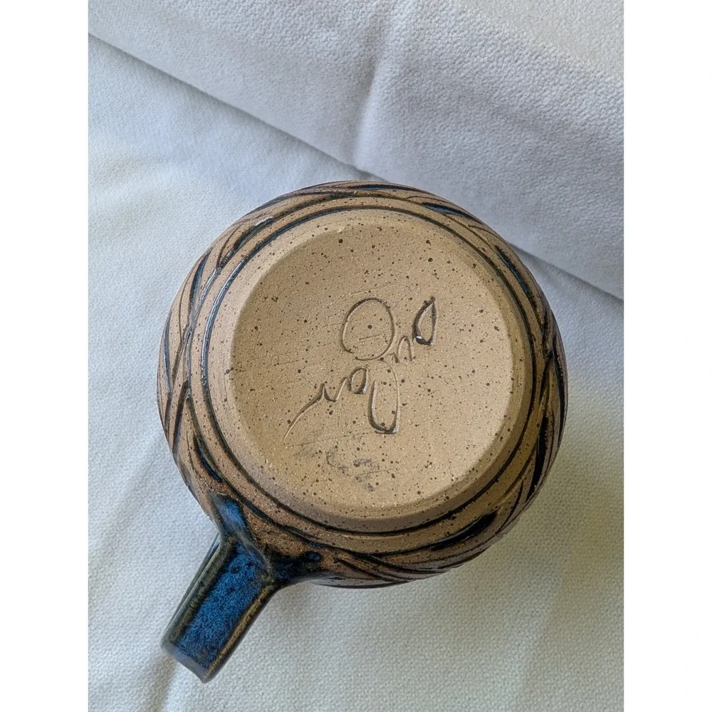 Susan Brown Freeman Incised Monstera Studio Pottery Pintcher